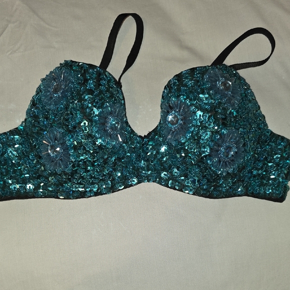 Other - Sequin Embellished Teal Bra